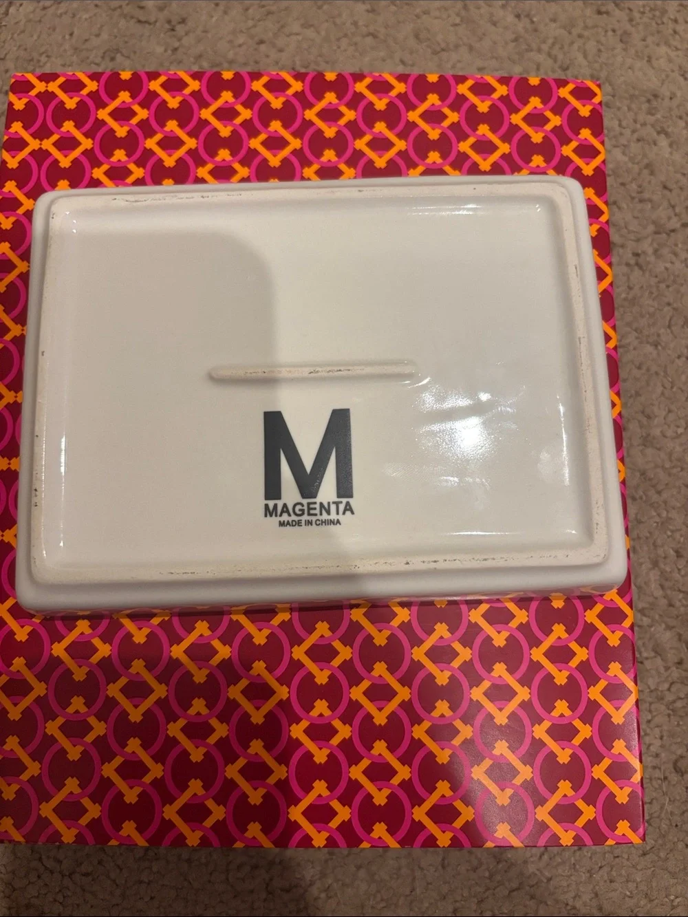 Magenta “we’re moving” Blue Truck Decorative trinket Tray